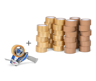 Sets de ruban adhésif rPET RECYCLE 36 rouleaux + dévidoir manuel