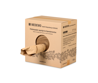 Papier froissé gaufré dans un carton distributeur