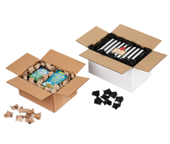 Chips d'emballage en papier dans un carton distributeur