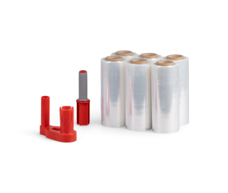 Set film étirable manuel 6 rlx + dérouleur, 17–23 µm
