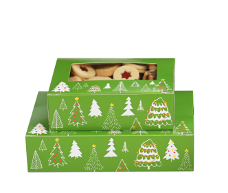 Carton à pâtisseries avec fenêtre en PP NOEL EN FORET