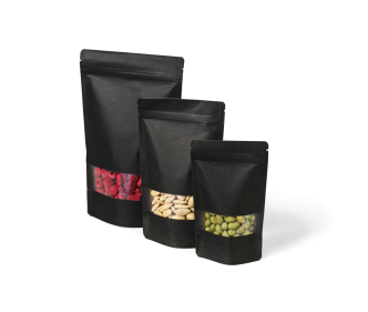 Sachet autoporteur noir avec fenêtre transparente