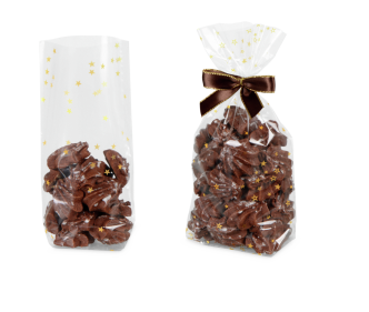 Sachet à fond croisé en OPP avec des étoiles