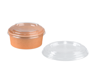Couvercle en rPET pour bol à salade rond en carton