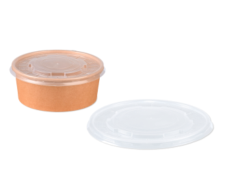 Couvercle en PP pour barquette repas  ronde en carton