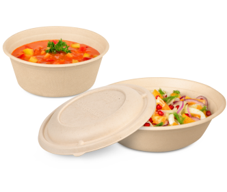 Bol en bagasse rond avec couvercle