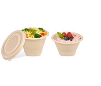 Bol en bagasse conique avec couvercle