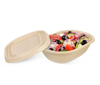 Bol en bagasse ovale & couvercle