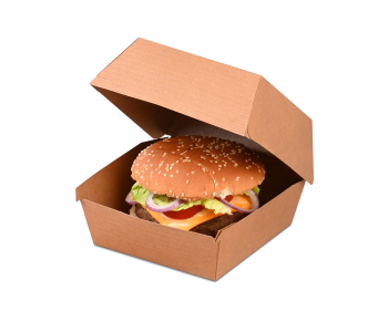 Boîte pour hamburger en carton brun