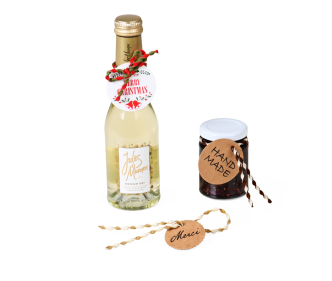 Étiquette cadeau et produits avec cordon de fermeture