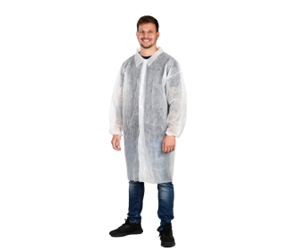 Blouse visiteur en non tissé PP, blanche