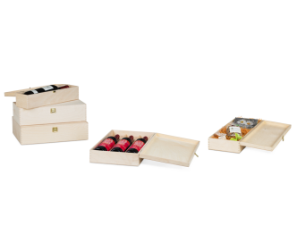 Cassette en bois avec couvercle à charnière