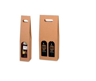 Carton porte-bouteilles brun, simple cannelure