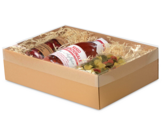 Boîte télescopique brune avec couvercle transparent