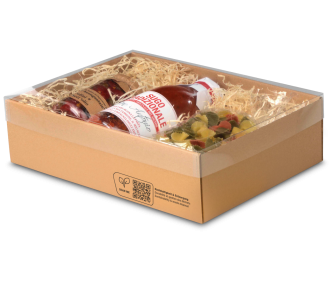 Boîte télescopique brune avec couvercle transparent 