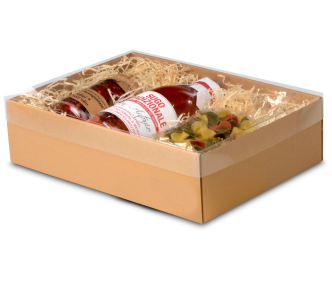 Boîte télescopique brune avec couvercle transparent 
