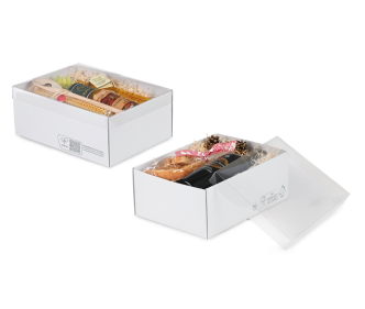 Boîte blanche à couvercle transparent