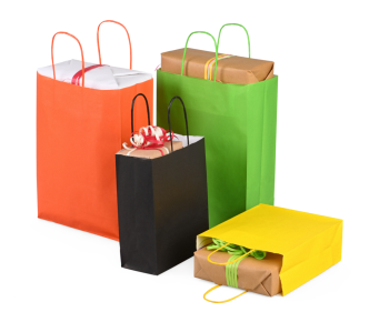 Sac en papier avec cordon assorti, coloré