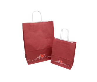 Sac en papier rouge à cœurs