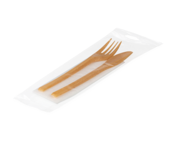 Set à couverts réutilisables en WPC: fourchette, couteau, serviette