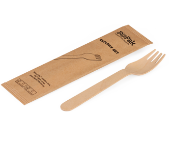 Fourchette en bois ciré, emballé indiv.