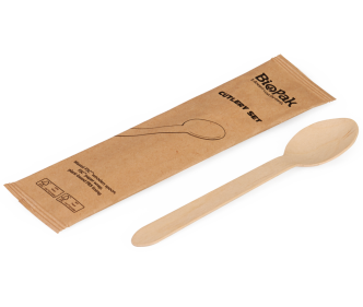 Cuillère en bois ciré, emballé indiv.