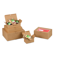 Carton à fond automatique brun QUICK-BOX® avec fermeture par patte