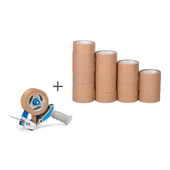 Set de ruban adhésif papier MECATAPE® 18 rouleaux + dévidoir manuel