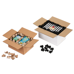 Chips d'emballage en papier dans un carton distributeur