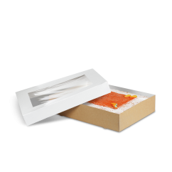 Boîte pâtisserie rectangulaire avec fenêtre XL