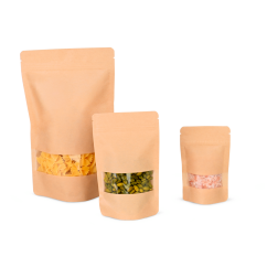 Sachet autoporteur brun avec fenêtre transparente