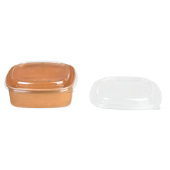 Couvercle en rPET pour pot en carton brun carrée