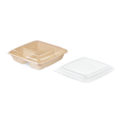 Couvercle en rPET pour barquette en bagasse