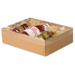 Boîte télescopique brune avec couvercle transparent