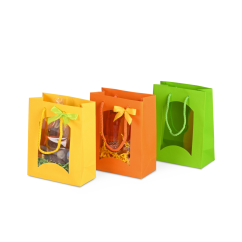 Sac cadeau petit avec fenêtre, coloré