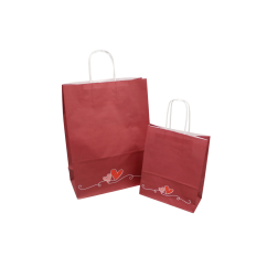 Sac en papier rouge à cœurs
