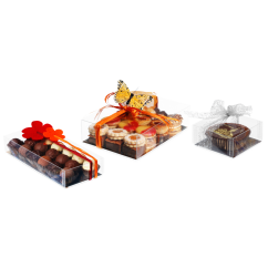 Emballage transparent rectangulaire à ornement doré