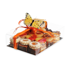 Emballage transparent rectangulaire à ornement doré