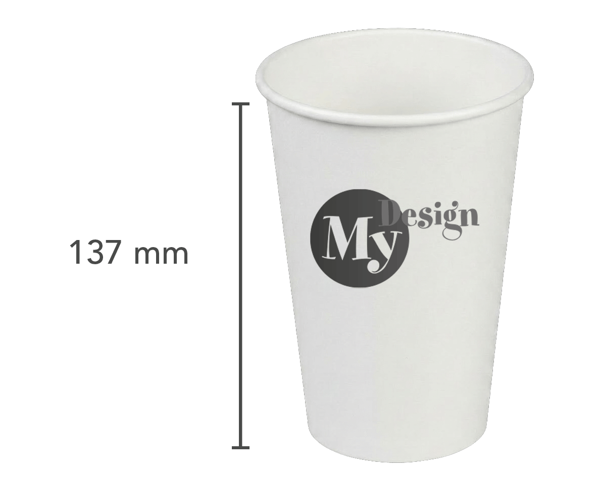 bedruckter Pappbecher, 16oz, Höhe: 137 mm