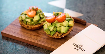 Individuell bedruckte Serviette des Kaffeehaus Leopold
