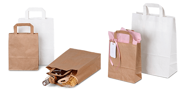 Papiertragetaschen in braun und weiss