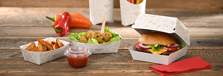 To-go-Verpackungen von der Verpackungslinie FRISCH & fein