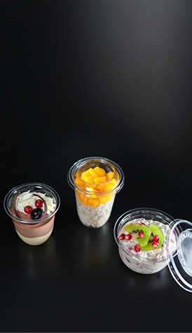 Dessertbecher aus recyceltem PET (rPET) Dessertbecher aus recyceltem PET (rPET)