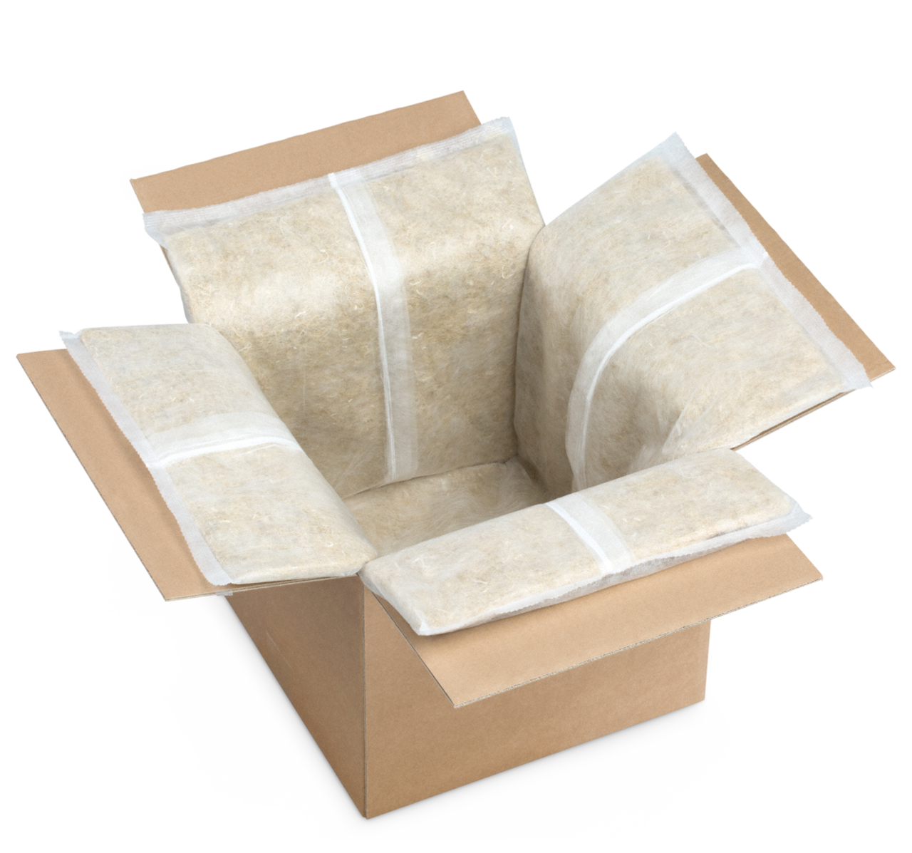 3. Legen Sie das zweite Vlies quer zum ersten ein und befüllen Sie die Thermo-Box.