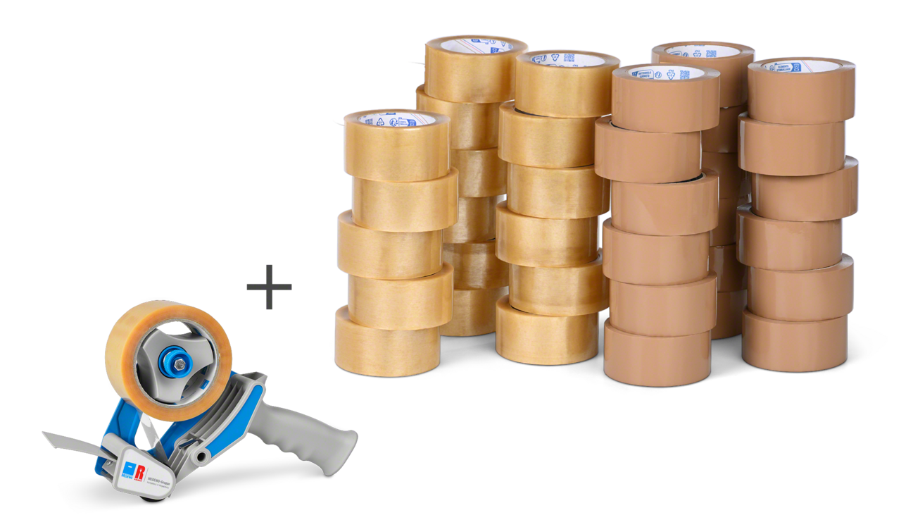 Selbstklebeband Sets PP stark 36 Rollen + Handabroller
