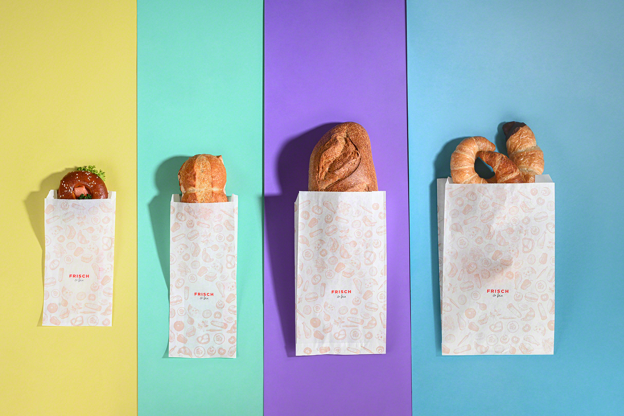 Papierfaltenbeutel «FRISCH & fein» Take-away