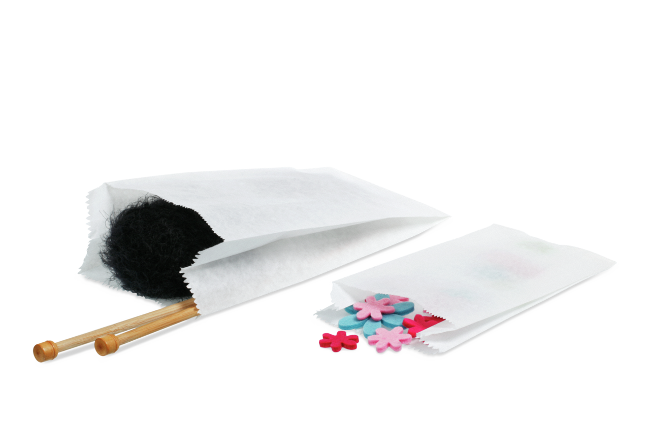 Papierfaltenbeutel weiss