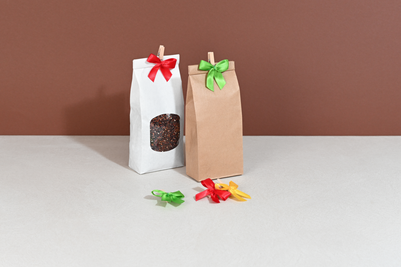 Blockbodenbeutel aus Kraftpapier mit Verschluss