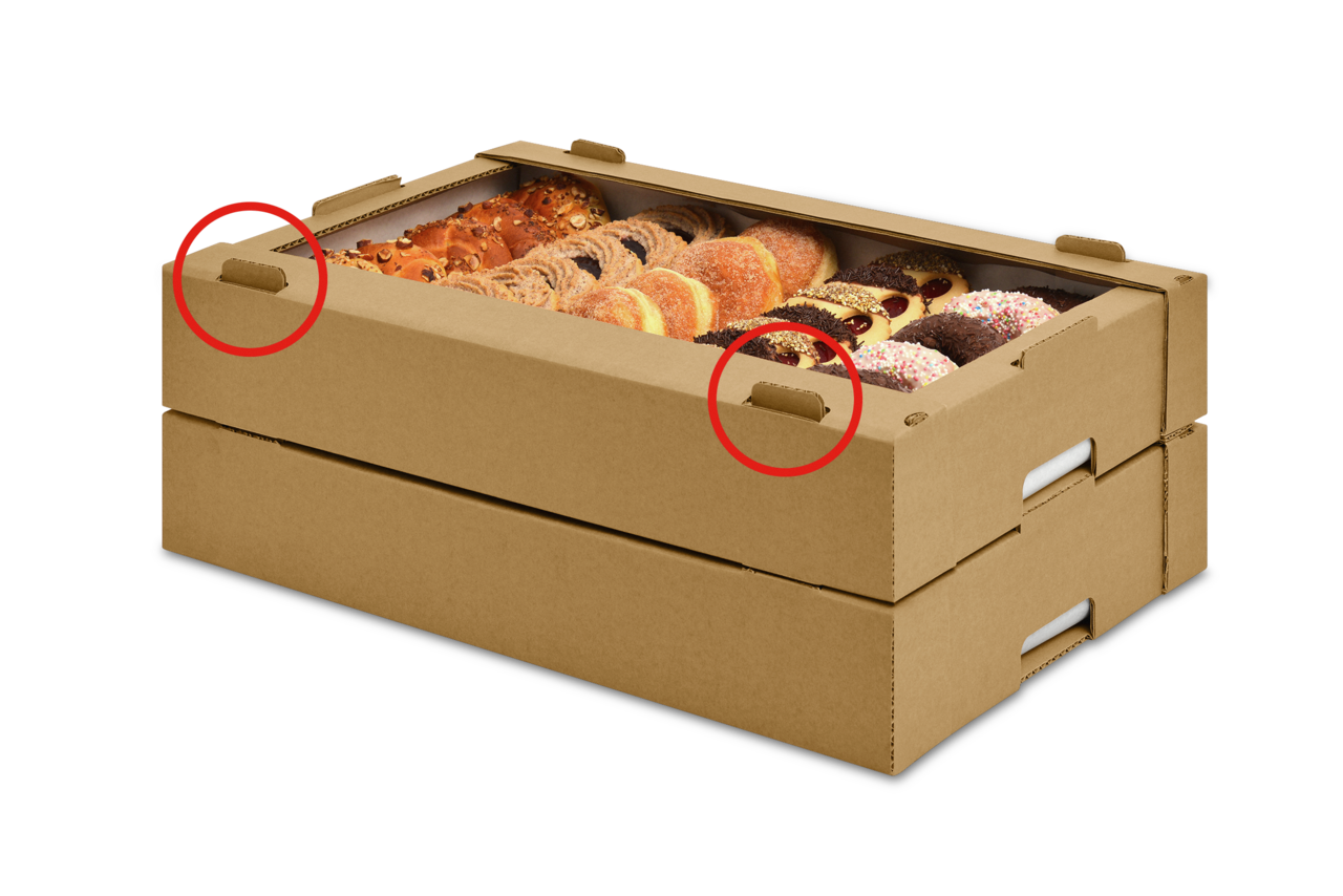 einfach zu stapeln dank praktischen Fixierungslaschen