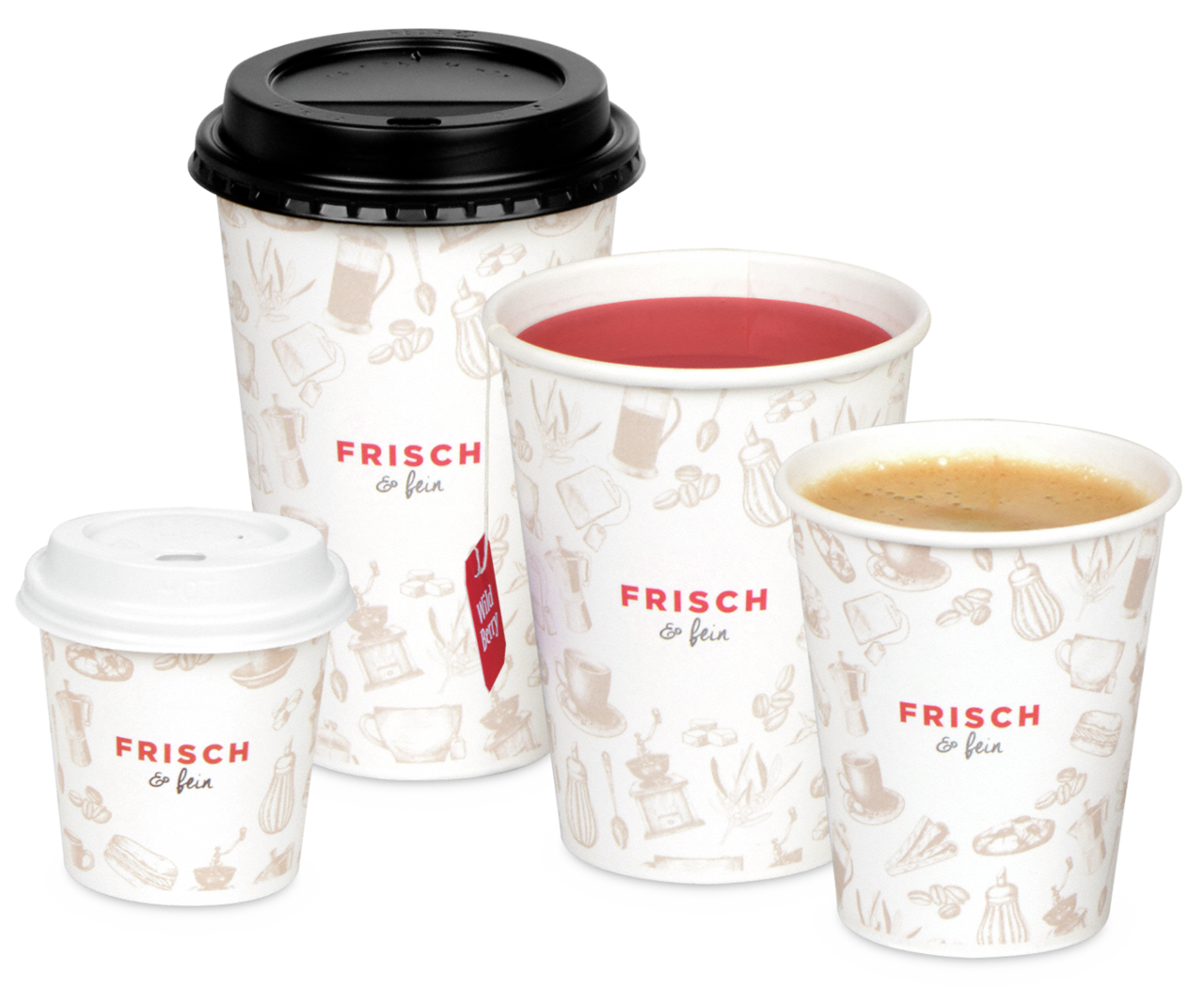 Heissgetränke-Becher PE-beschichtet «FRISCH & fein»